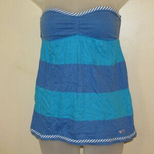 Vtg Y2K Hollister Tube Top Babydoll Bold Stripe sz M Strapless Logo HCO Twilight